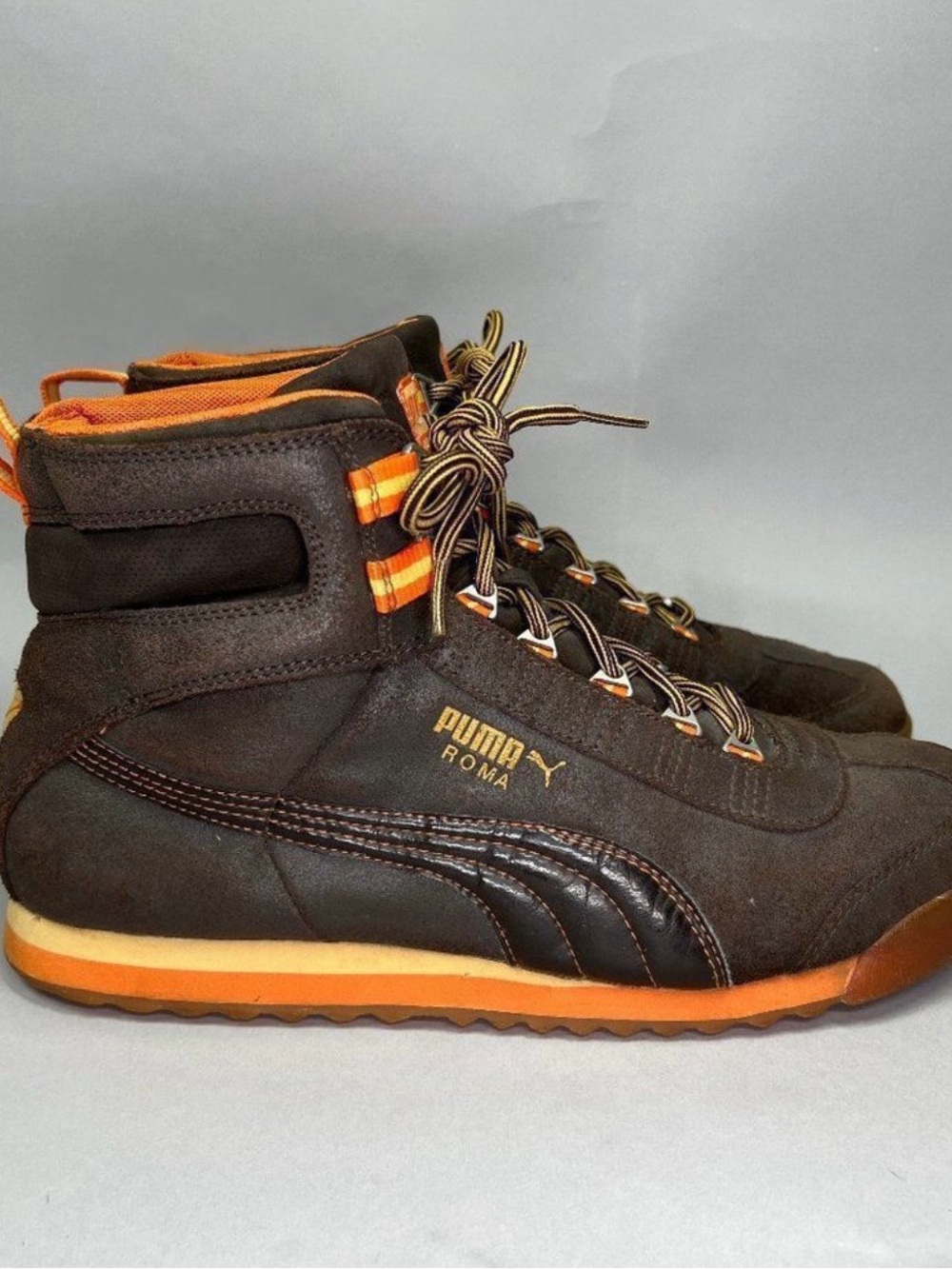Puma Women's Roma Brown Leather High Top Sneakers